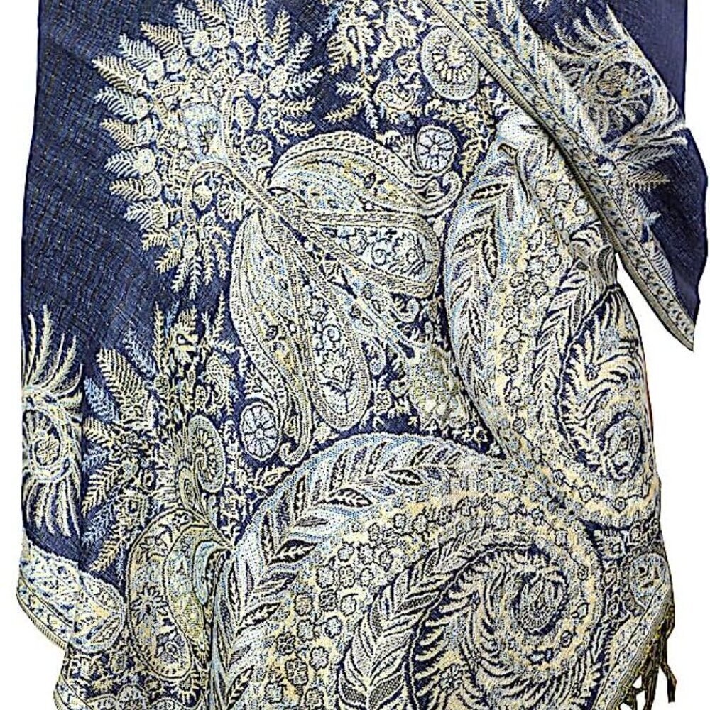 Luxurious Double Layered Jacquard Big Paisley Pashmina Shawl Wrap Scarf